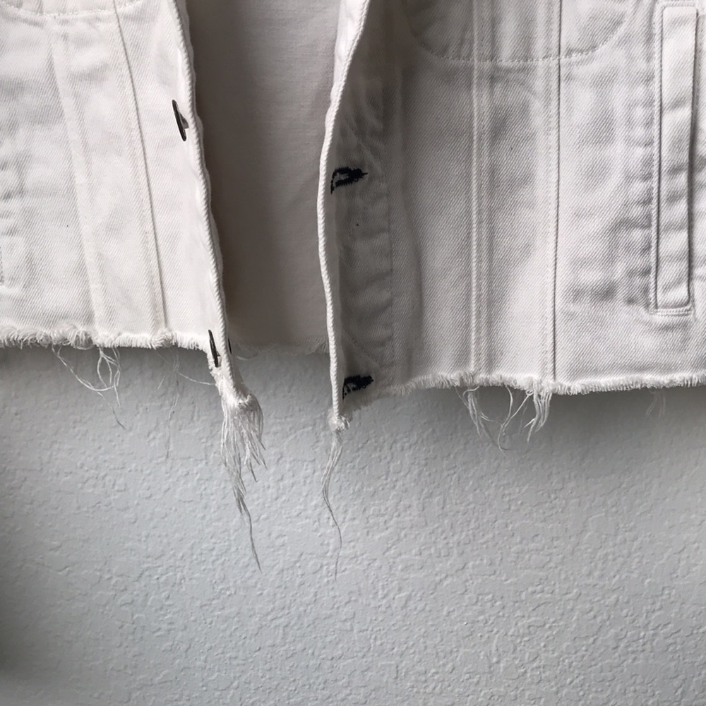 Rag & Bone Crop Boy Denim Hoodie Jacket Button Up White Gray Color Size XS - Picture 5 of 6